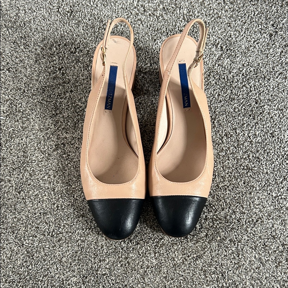 Stuart WeitzmanTan and Black Slingback Heels